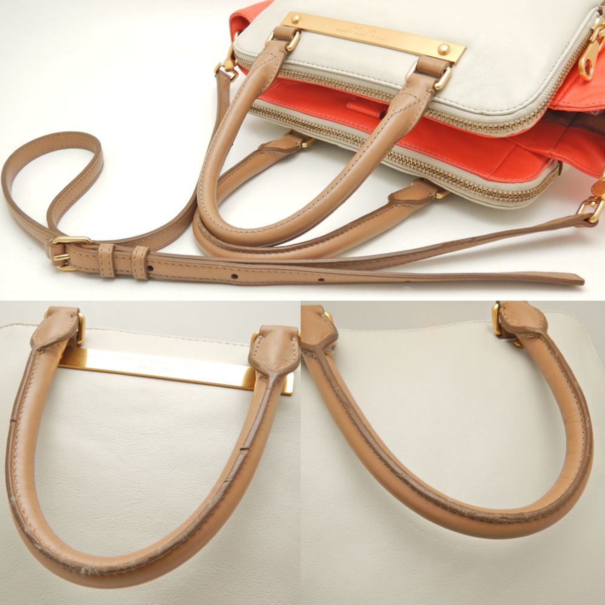 Pre-Owned    Handbag Leather Grey Orange 251616 (Good)