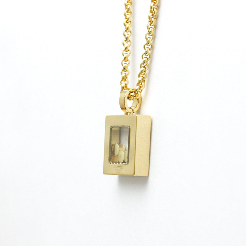 Pre-Owned Chopard Happy Diamonds Square Necklace 79/3210 Yellow Gold (18K) Diamond Men,Women Fashion Pendant Necklace (Gold) (Good)