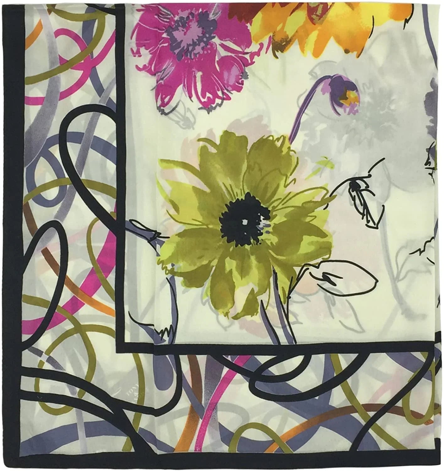 Women's Graphic Print 100% Silk, Silk Scarf Square, 33X33 Inches