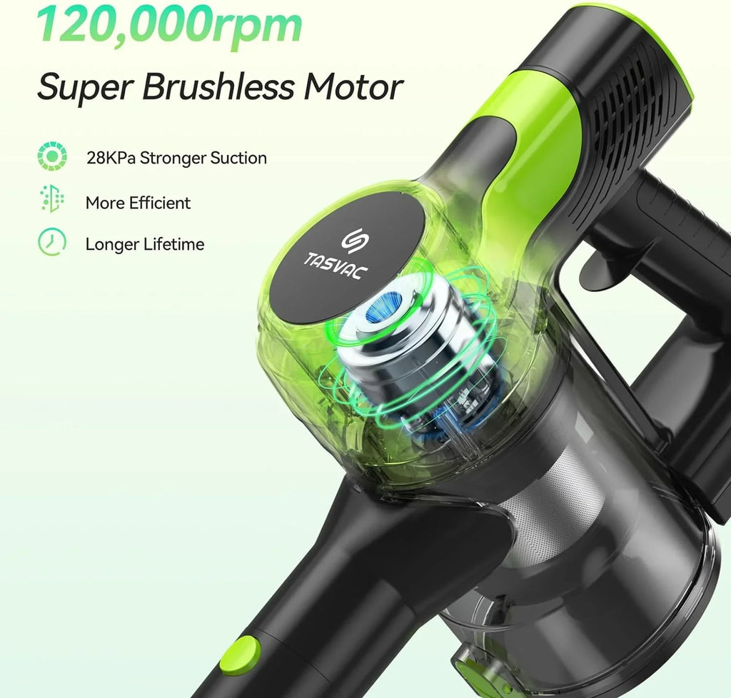 Cordless Vacuum Cleaner, 6-in-1 Cordless Vacuum, 28KPa Powerful Battery Stick Vacuum Rechargeable Vacuum 2200m--h Up to 45 Mins, Lightweight Vacuum Cleaner for Home Carpet and Floor Pet Hair