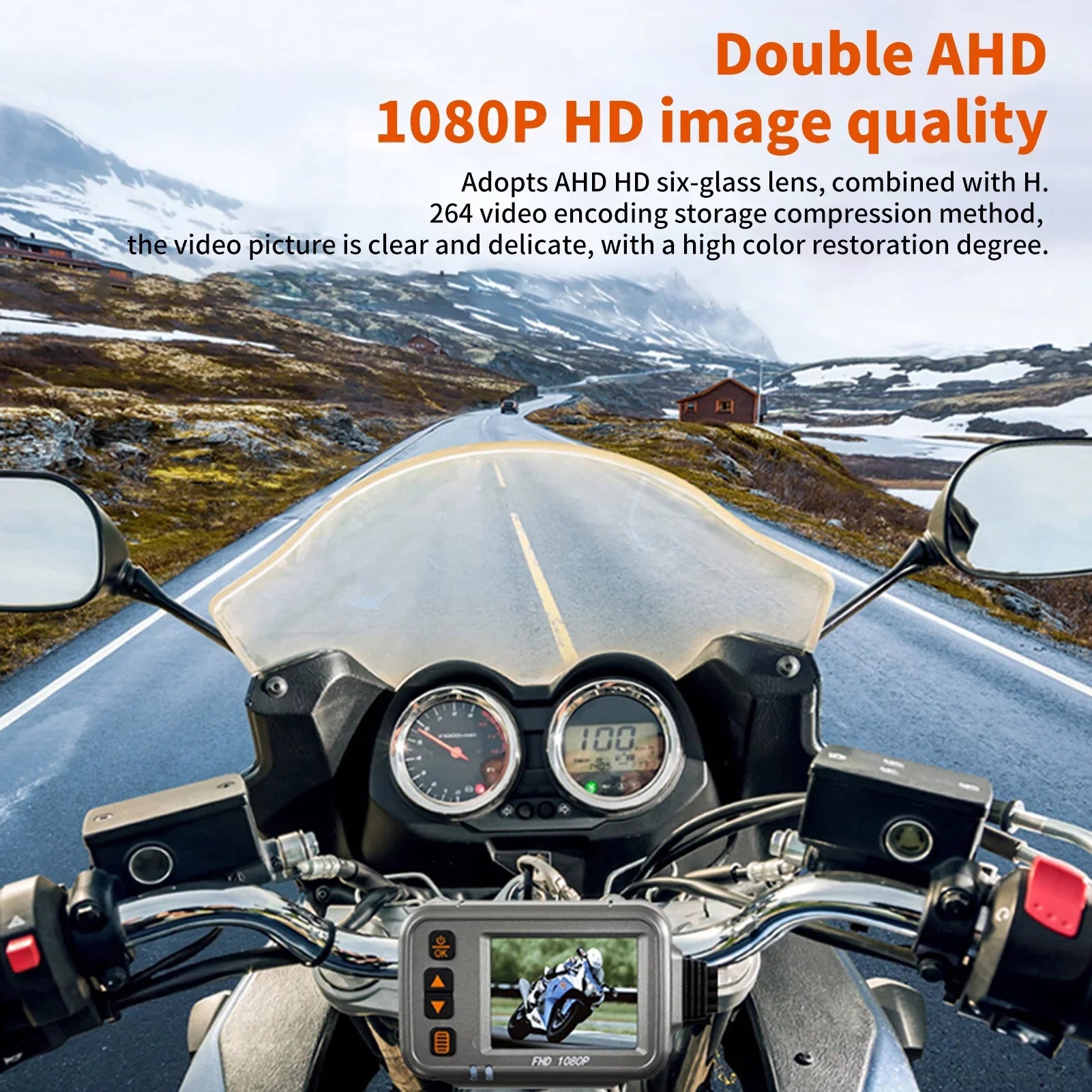 Motorcycle Dash Cam,WiFi Dual 1080p Motorbike Camera ,120° Wide Angle,Parking , Timed Recording After Flameout Full Body Waterproof Night Vision With 32G storage card