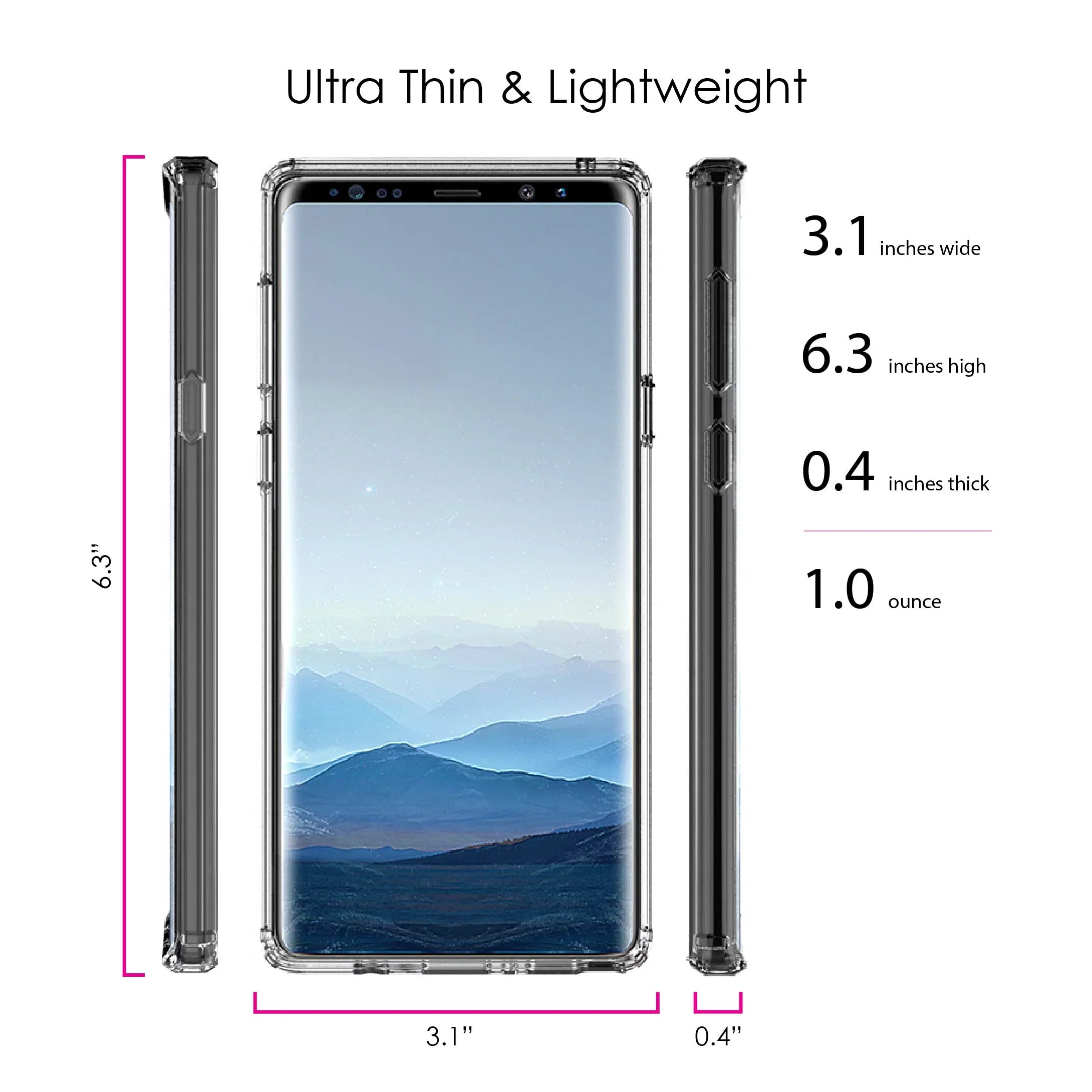 DistinctInk Clear Shockproof Hybrid Case for Samsung Galaxy Note 9 -  Bumper, Acrylic Back, Tempered Glass Screen Protector - Faith / Hope / Love - Black & White - Christ