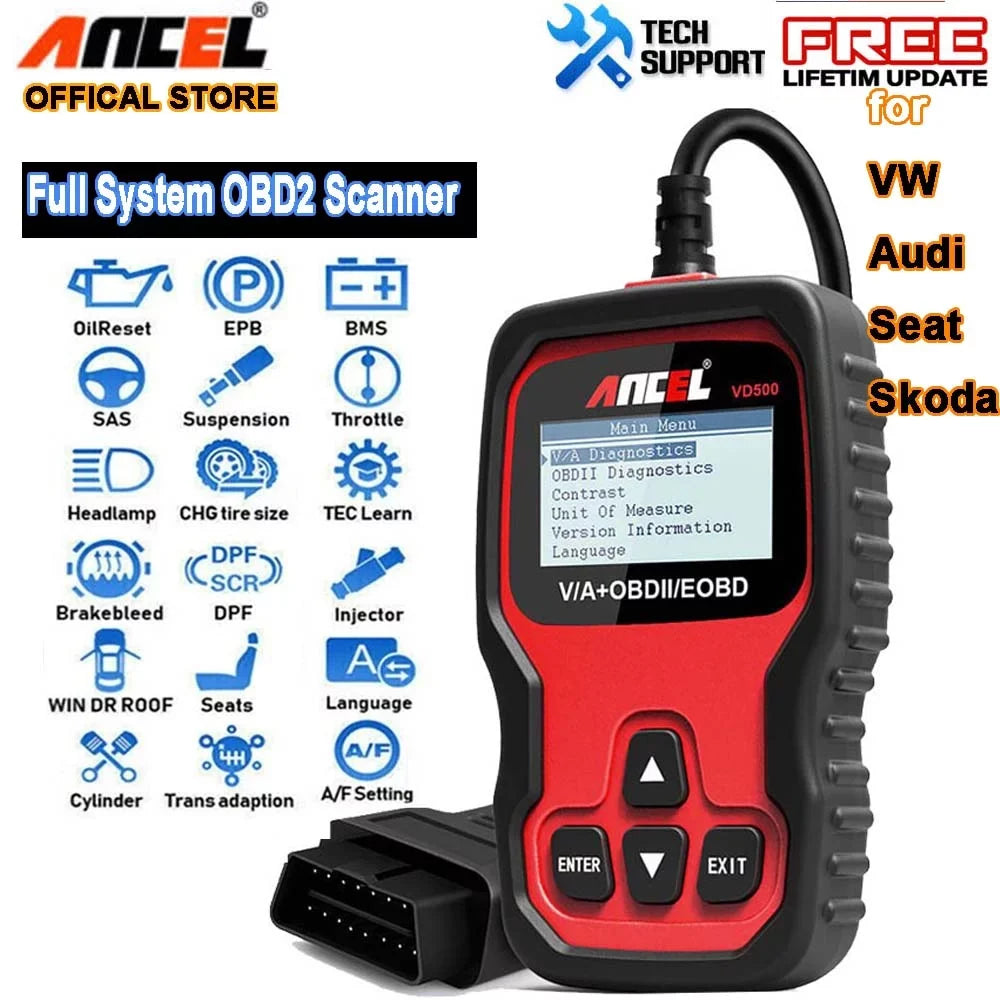 Ancel All System     Oil Automotive  Scanner   Throttle Adapation Code Reader for  Audi Skoda Seat Diagnostic Tool