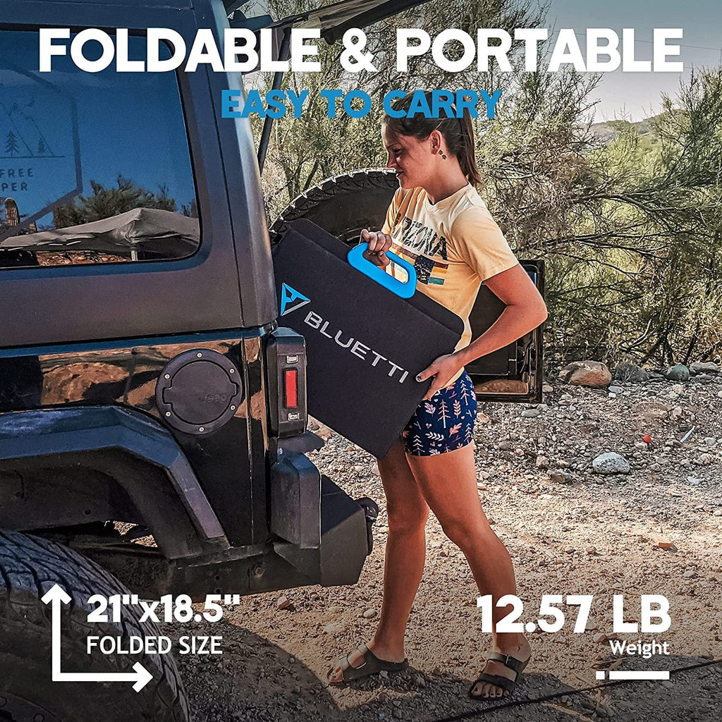 Bluetti 120W Solar Panel for Solar Generators, Foldable Portable Solar Power Supply With Adjustable Kickstand, Off Grid System for Outdoor Adventure, Road Trip, Emergency