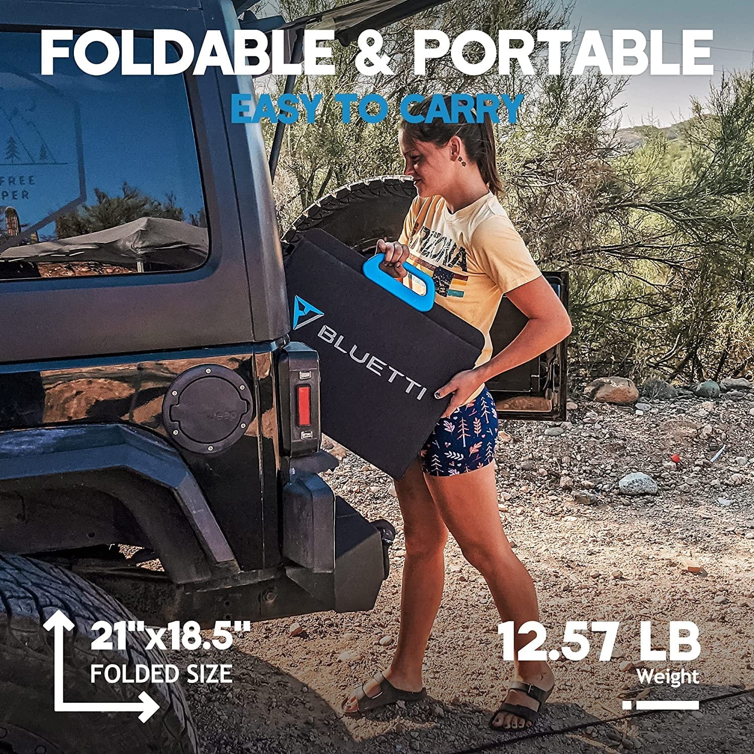 Bluetti 120W Solar Panel for Solar Generators, Foldable Portable Solar Power Supply With Adjustable Kickstand, Off Grid System for Outdoor Adventure, Road Trip, Emergency