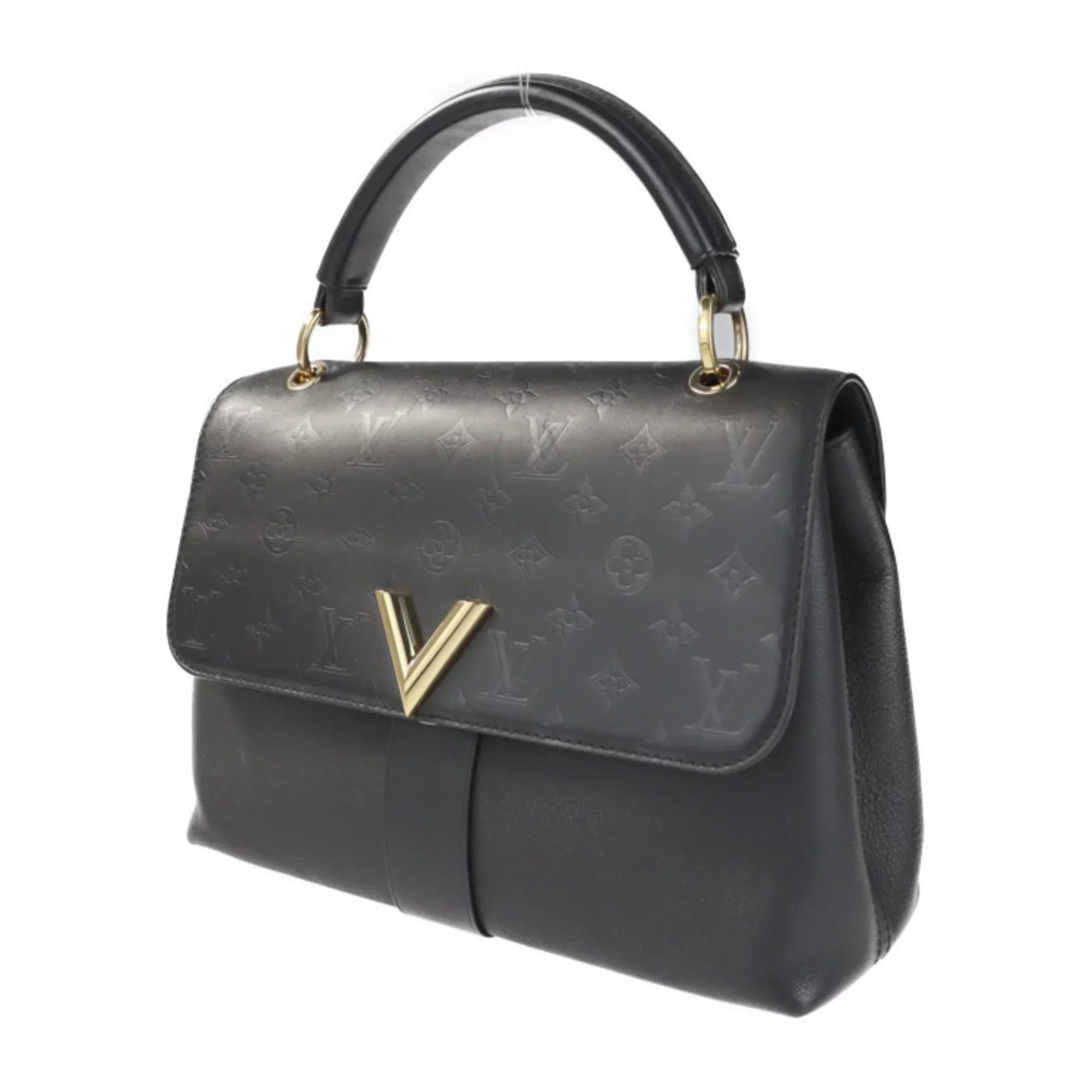 Pre-Owned   Louis Vuitton Verry One Handle Bag Handbag  Leather Monogram Shadow Noir 2WAY Shoulder (Good)
