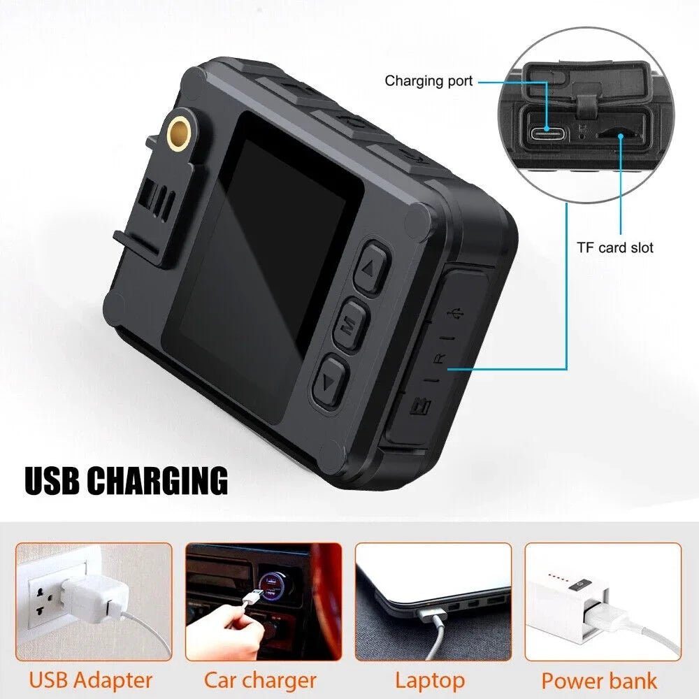 KingFurt 1080p & 2K  WiFi Action Cam with Night Vision - Outdoor Helmet Camcorder, Loop Recording, 2000mAh Battery - Black