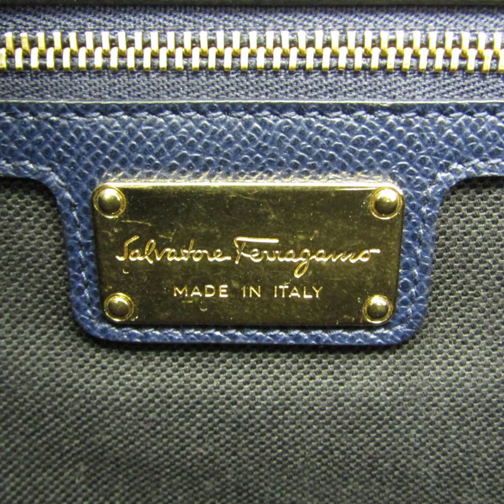Pre-Owned Salvatore Ferragamo Vara -21 0011 Women's Leather Shoulder Bag Navy (Good)