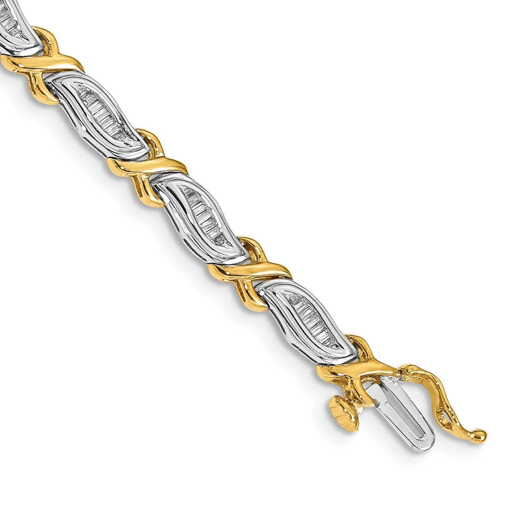 14k Two-Tone 1ct. Baguette Diamond Bracelet -100-