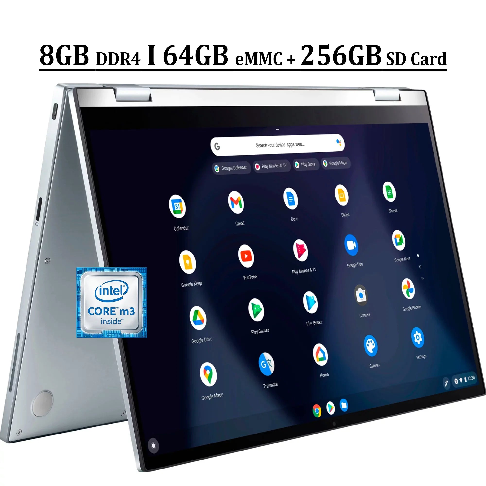 Chromebook Flip  14 2-in-1 Business Laptop 14"   Touchscreen Intel Core -8100Y Processor 8GB  64GB eMMC + 256GB  Card Intel  Graphics 615 - Webcam Chrome  Silver