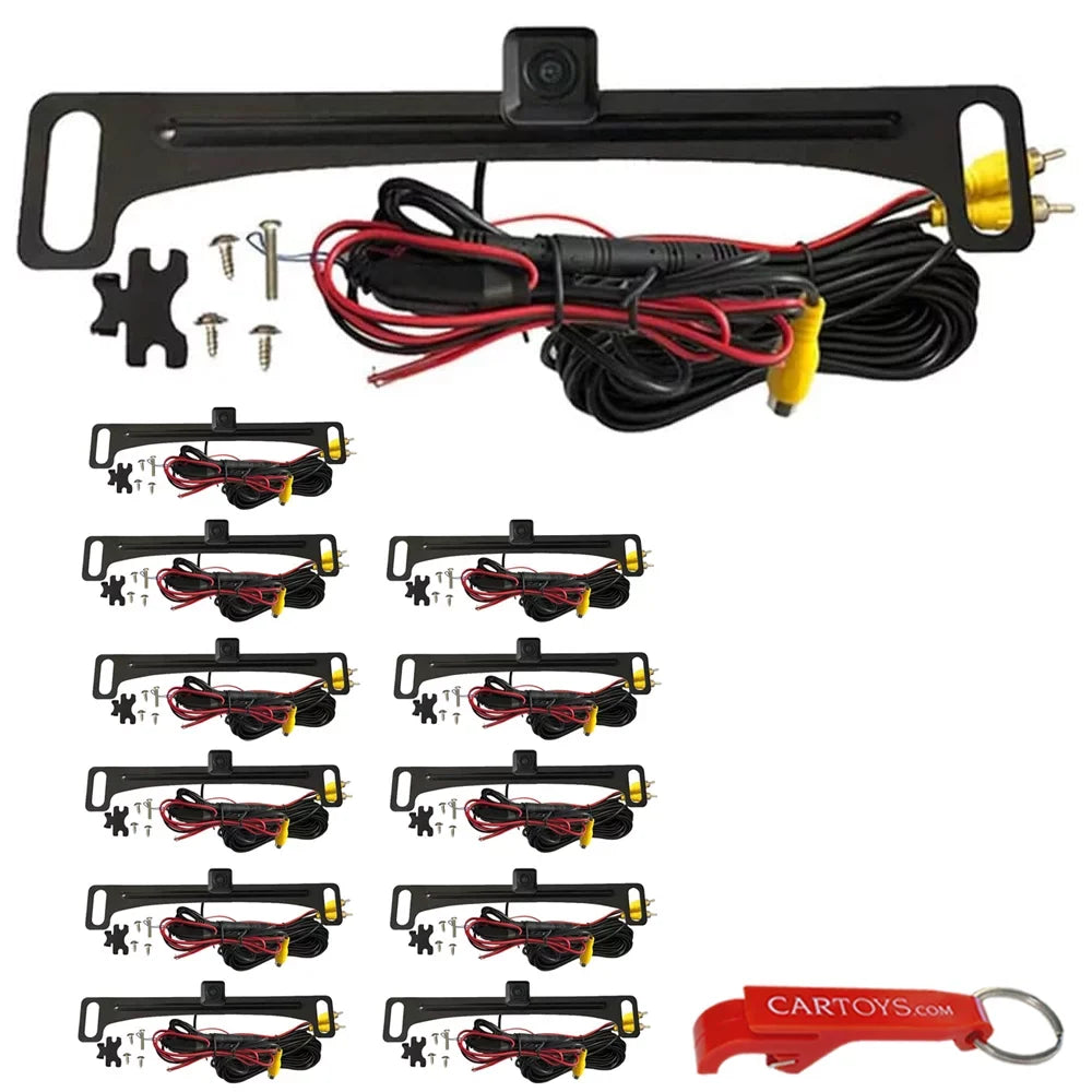 Voxx  Car Backup Camera 12-Pack Savings Bundle for Mobile Electronics Professionals. Wide Angle License-Plate Mounted Universal Rearview Cameras, Legal in All States, Parking Line Display Option