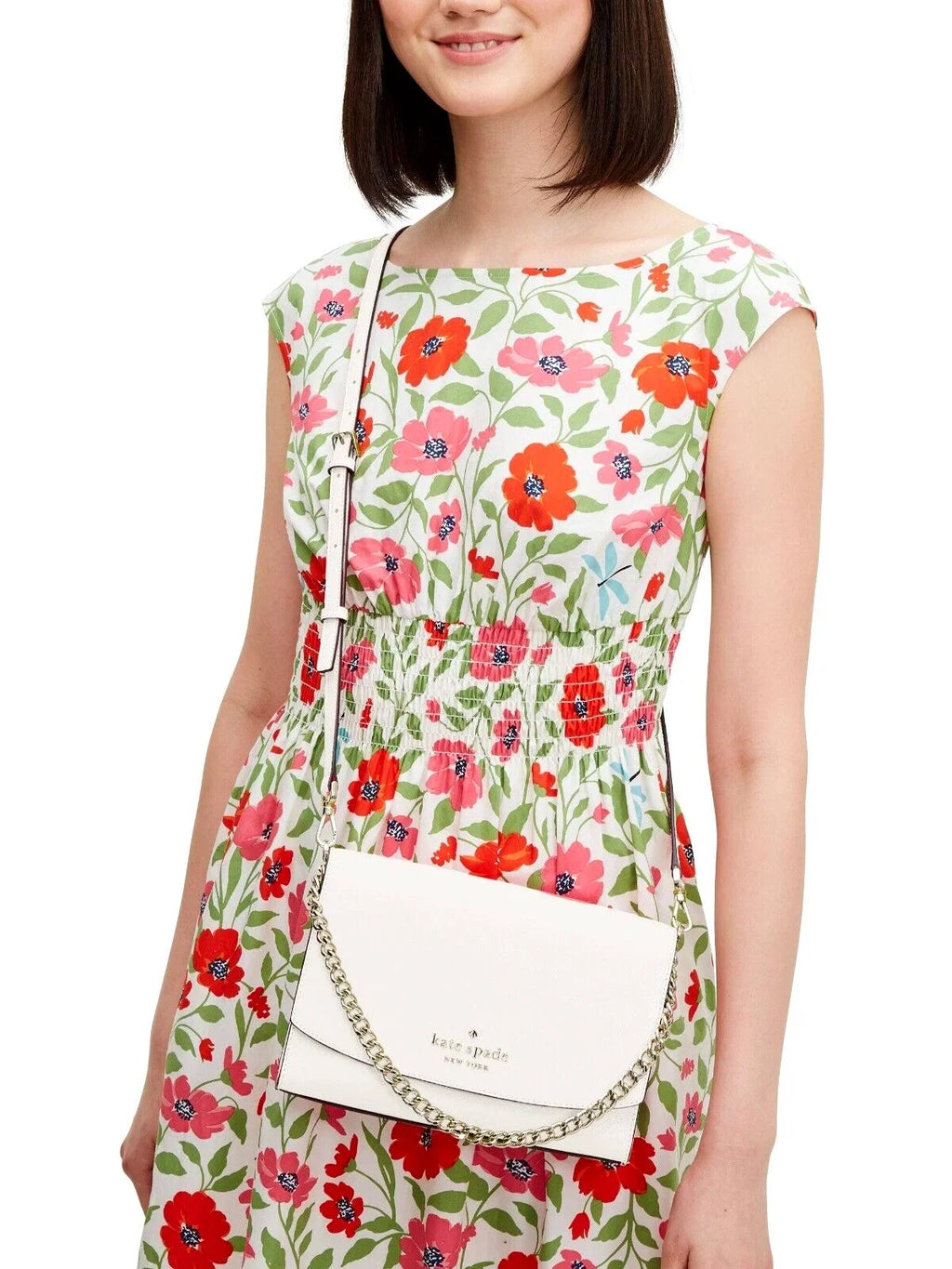 New Kate Spade Carson Saffiano Leather Convertible Crossbody bag Parchment