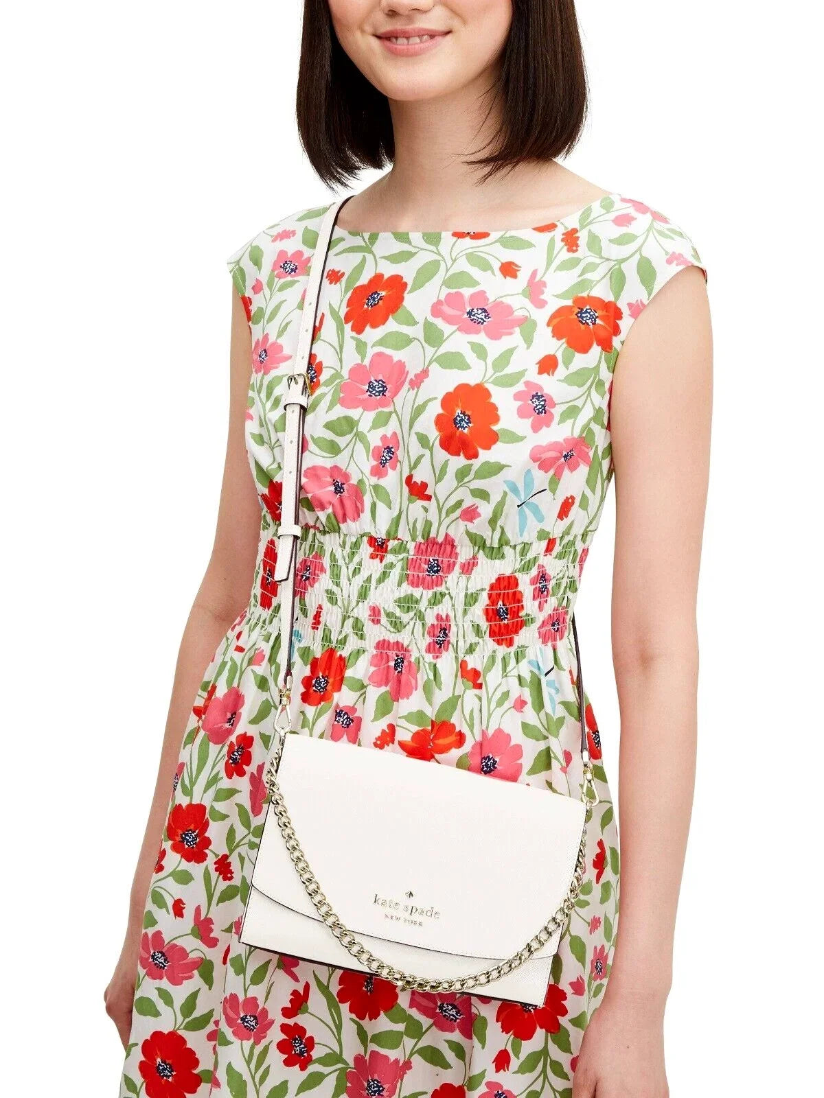 New Kate Spade Carson Saffiano Leather Convertible Crossbody bag Parchment
