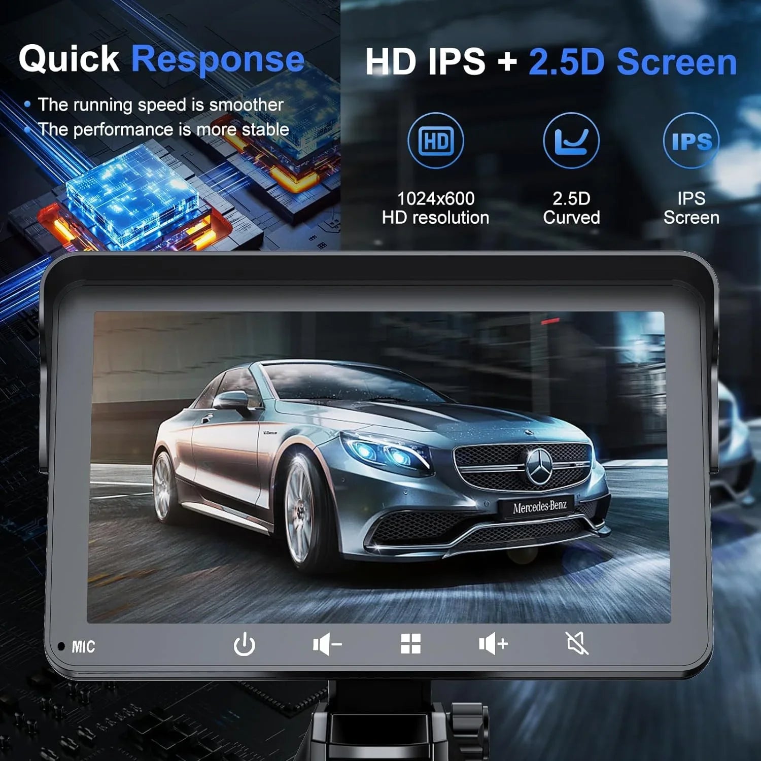 7"  Double Din Car Stereo, Portable Wireless Apple Carplay & Android Auto with Backup Camera,  Touch Screen Stereo with Bluetooth, Multimedia Player, Car Audio with Mirror Link//
