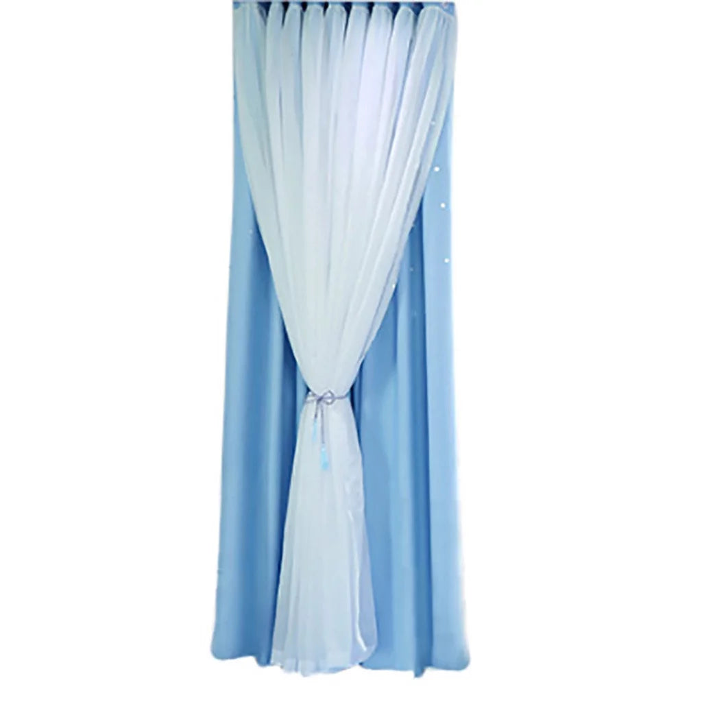 Starry Sky Sheer Curtain Tulle Window Treatment Voile Drape Valance Double-deckLight linen tulle curtains