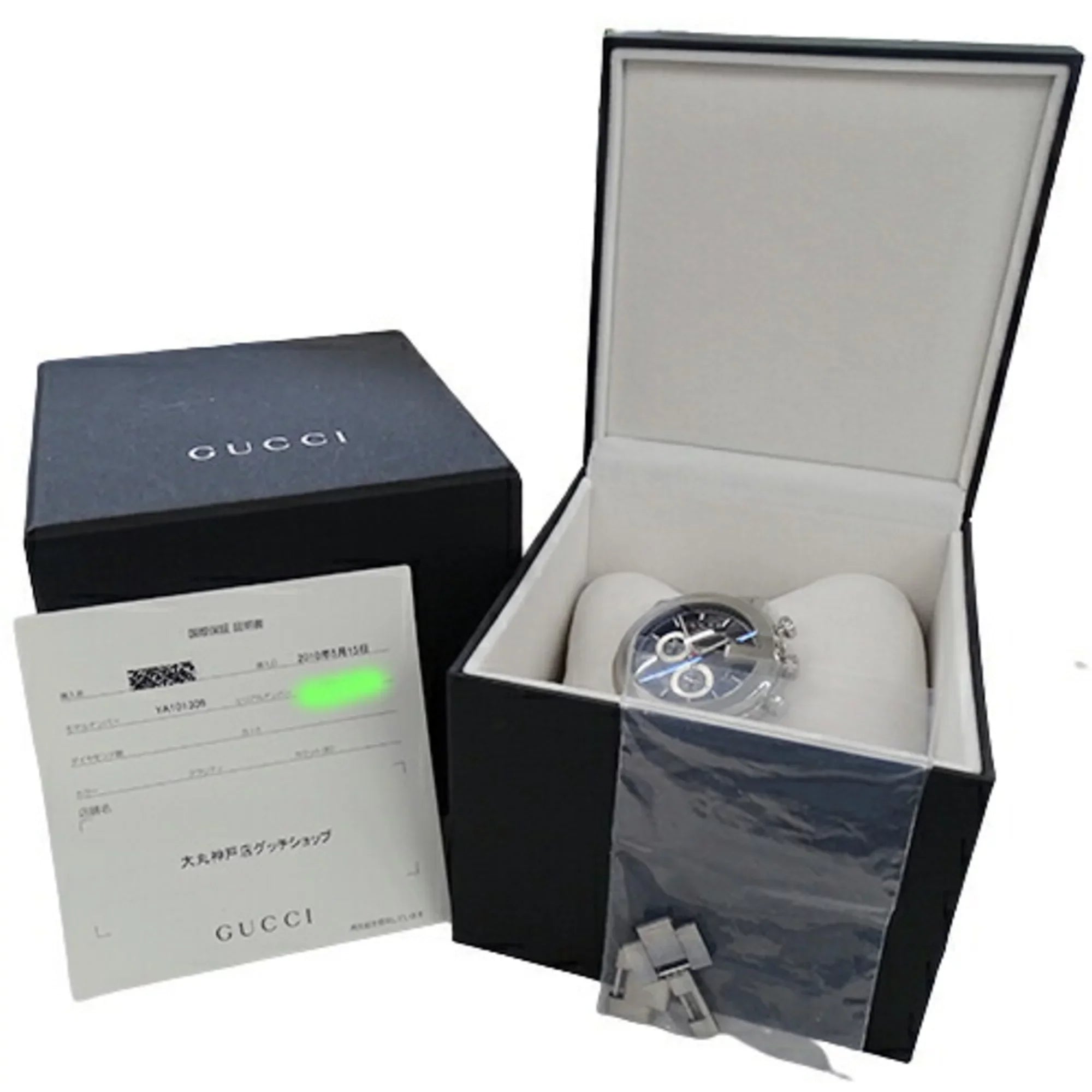 Used Gucci  watch men's  chrono date quartz stainless steel  101M  silver black