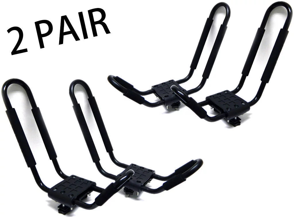 Cross Bar 2 Pairs = 4  Universal Kayak Canoe Top Mount Carrier Roof Rack Boat  Truck Van Car with 4 pcs Tie Down Straps