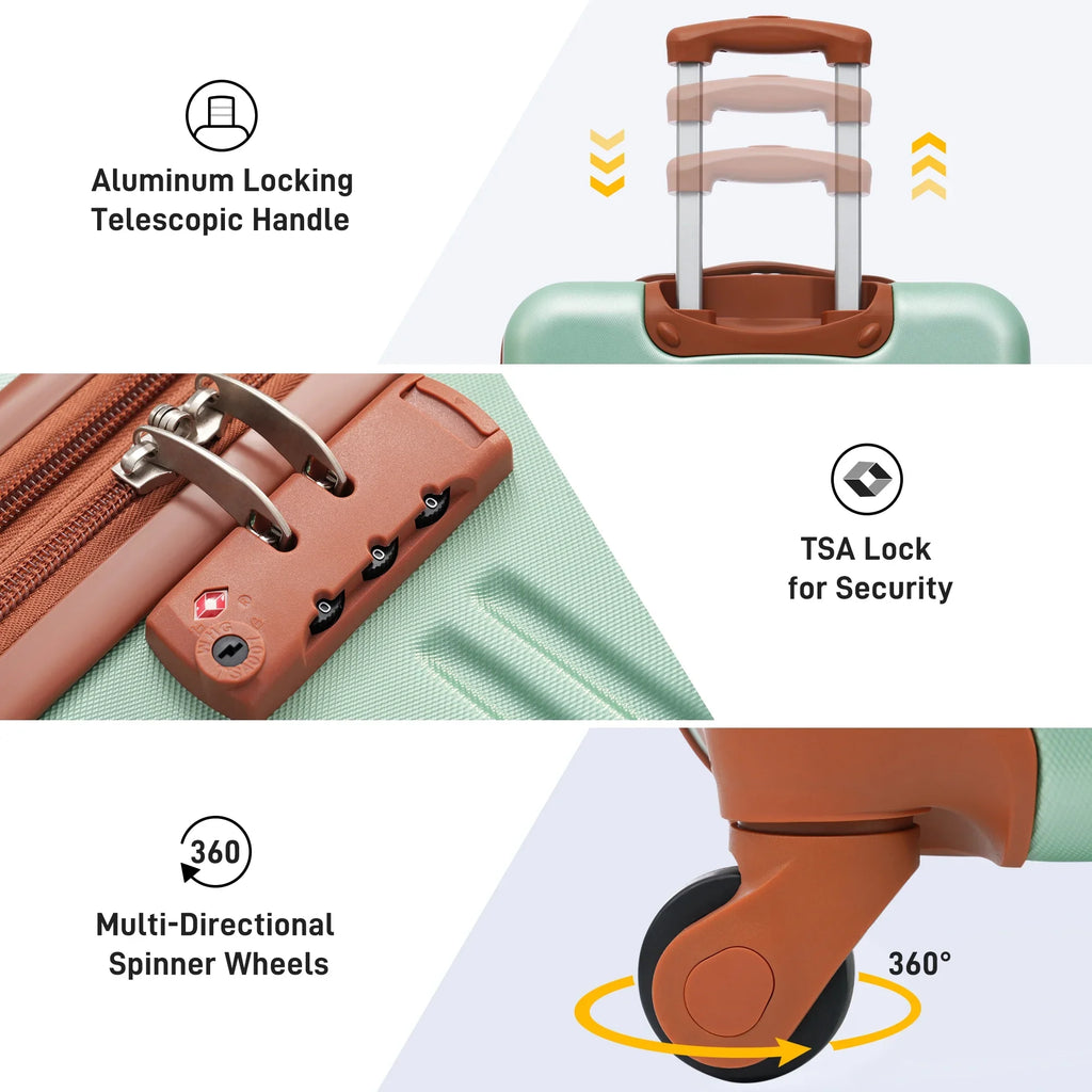 Crtynell 3 Piece Luggage Set Hardside Spinner Suitcase with  Lock 20" 24" 28" Available