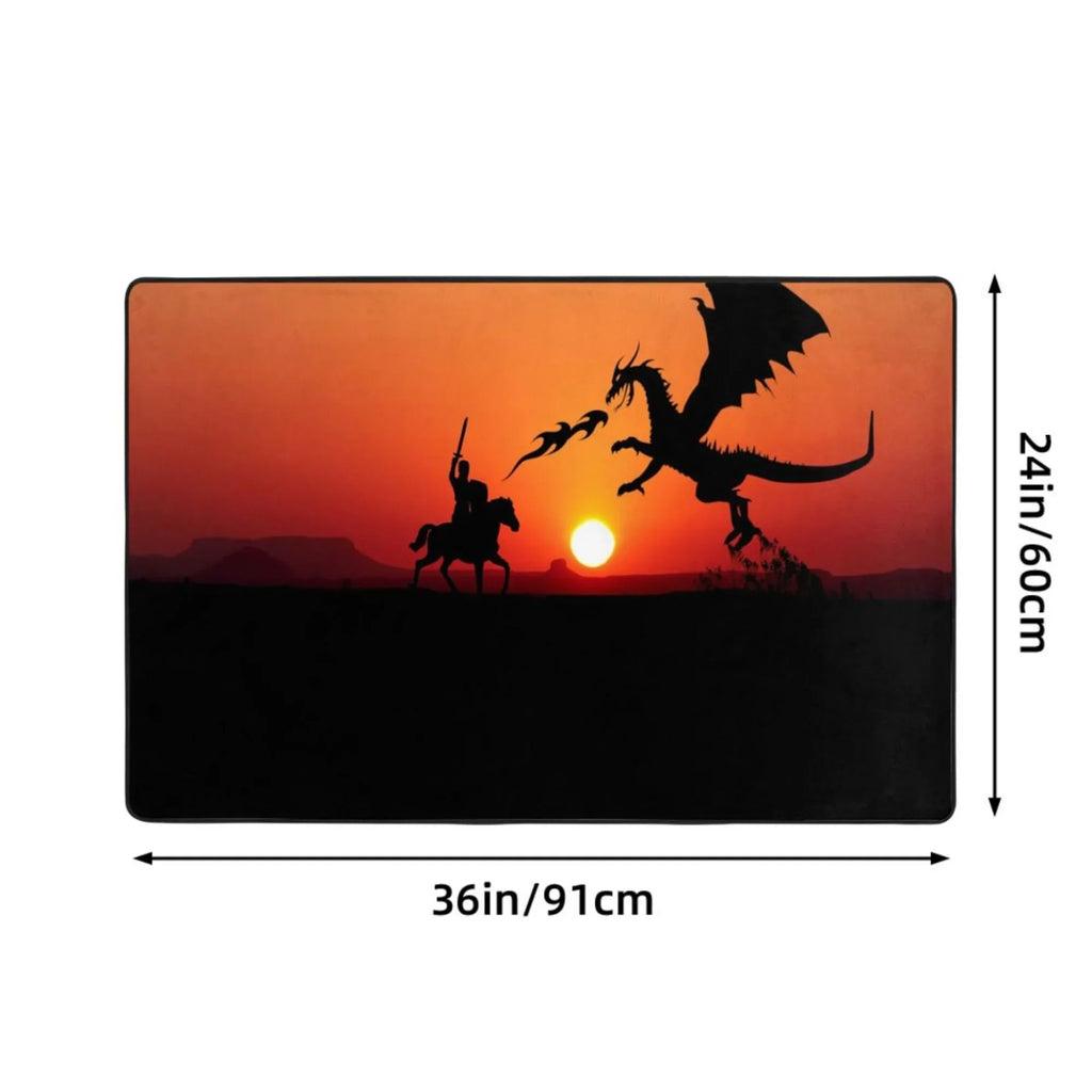 Sunset Dragon Knight Area Rugs Doormat , Facecloth Non-Slip Floor Mat Rug for Living Room Kitchen Sink Area Indoor Outdoor Entrance 72"x48"
