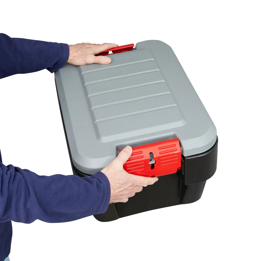 Rubbermaid 8 Gallon Lockable Latch Plastic Storage Container Box (4 Pack)