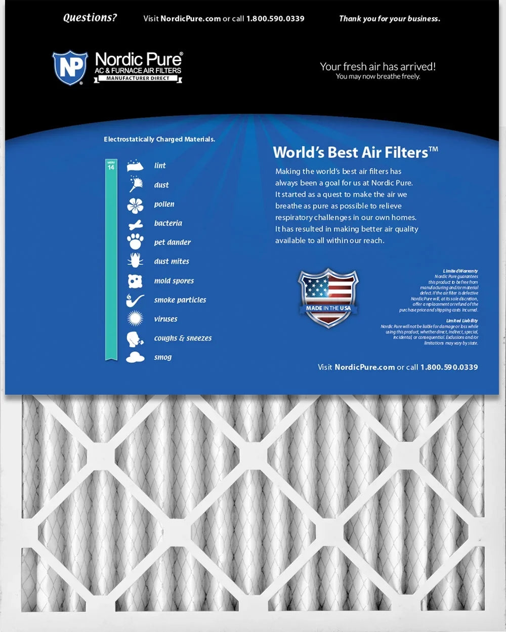 Nordic Pure 18x24x2 Pleated  14 Air Filters 12 Pack