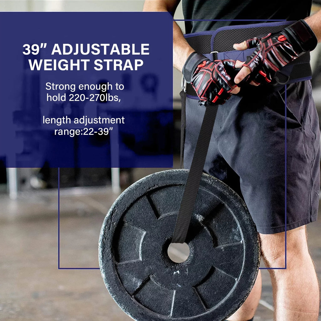 Bilbear Dip Belt for Weightlifting,Weight Belt for pulls up,with 39 inch Strap,Weight lifting strap 43 inch Adjustable,45-Angle Rings&2 Snap Hooks Comfort Dip Position