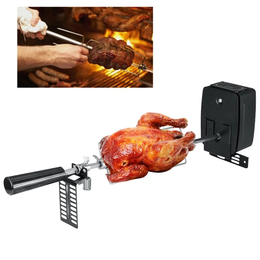 Electric Rotisserie  Grill Roaster Spit Rod Outdoor Barbecue Motor Kit Stainless Steel