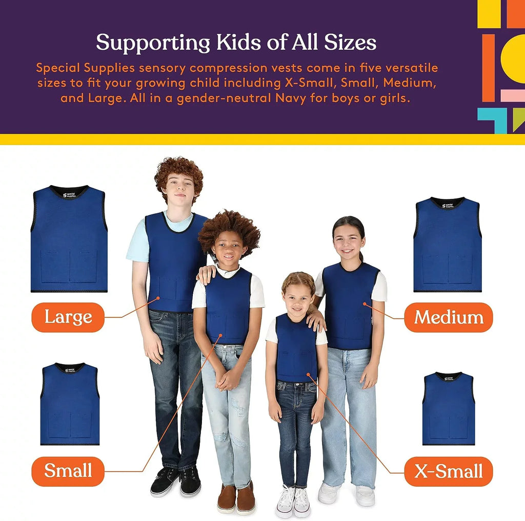 Special Supplies Weighted Sensory Compression Vest for Kids with Processing Disorders, , and Autism, Calming and Supportive with Adjustable Weight Fit (Large 24x42 inches)