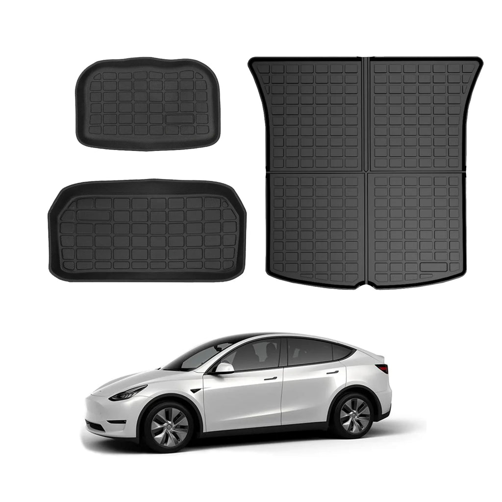 Tesla Model  Storage Mat and Cargo Liners, Tesla Model  Accessories, All Weather Trunk Mat, Waterproof Rear Cargo Mat Custom Fit for Tesla, Heavy Duty Floor Mats