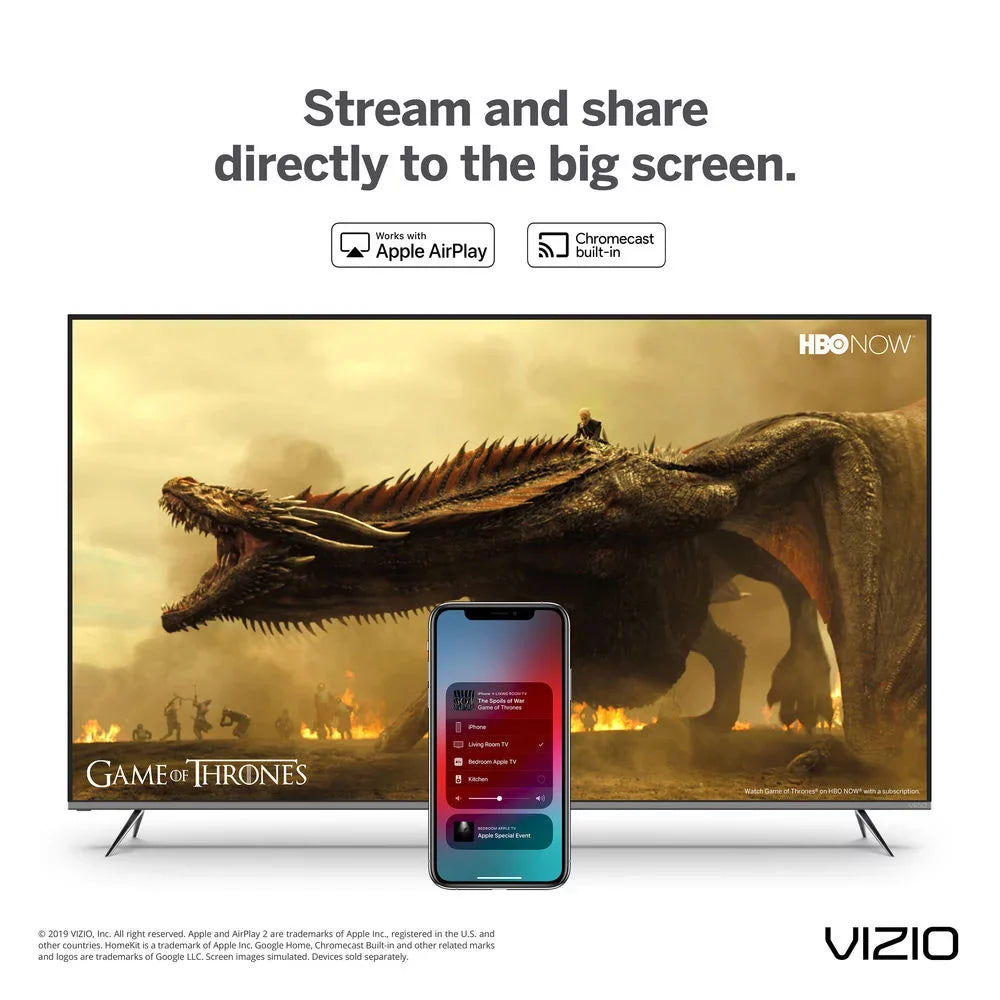 Vizio D24f- -Series 24 inch Class Smart  2019 Bundle with Deco Gear Pack Of 2 6FT Universal 4K  2.0 Cable and 6-Outlet Surge Adapter with Night Light