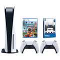 Sony Playstation 5 Disc Version Console with Extra White Controller, Surge  Grip Kit With Precision Aiming Rings and Sackboy:  Big Adventure Bundle