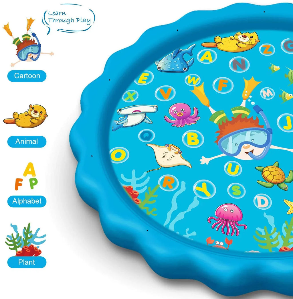 Sprinkle & Splash Play Mat - 68" Water Sprinkler, Kiddie Outdoor Outside Water Pool Toys for Toddlers Kids Children Infants Boys and Girls - Perfect Inflatable Outdoor Summer Water Toys Sprinkler pad