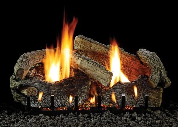 24" Stacked Aged Oak Logset with / Slope Glaze Burner,