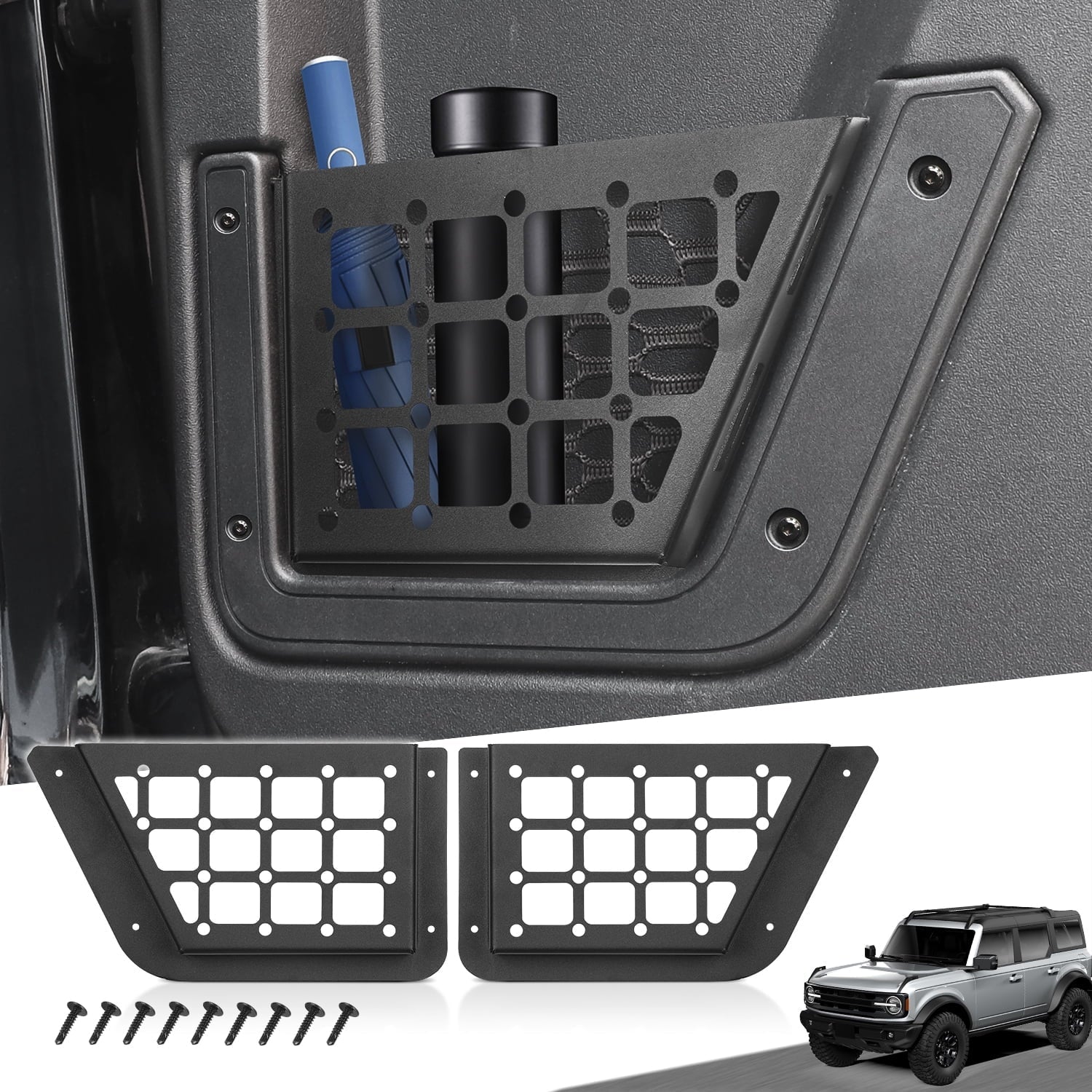 2Pcs Rear Door Storage Pocket Side Organizer Box Compatible with for Ford Bronco Accessories