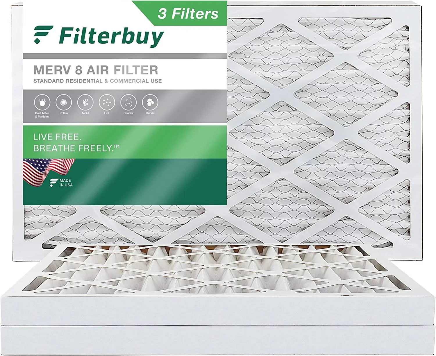 Filterbuy 16x36x2  8 Pleated   Furnace Air Filters (3-Pack)