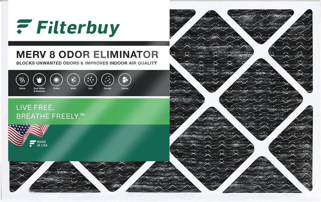 Filterbuy 10x24x1  8 Odor Eliminator Pleated   Furnace Air Filters with Activated Carbon (1-Pack)