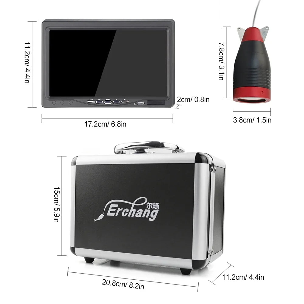 Erchang 7 Inch  Underwater Fishing Camera Portable Video Fish Finder for Lake Sea Fishing, Compact and Lightweight, Convenient for Traveling Anglers