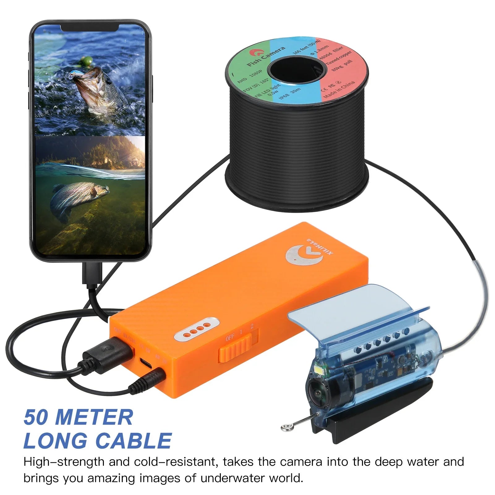 Gofishup 1080P Underwater Fishing Camera Fish Finder with  Control, Live Video for Ice Lake Sea Boat Kayak Fishing