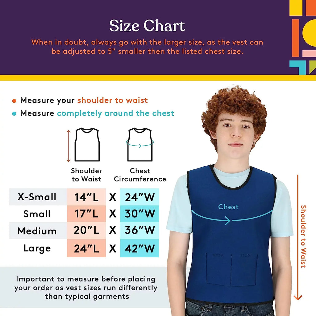 Special Supplies Weighted Sensory Compression Vest for Kids with Processing Disorders, , and Autism, Calming and Supportive with Adjustable Weight Fit (Large 24x42 inches)