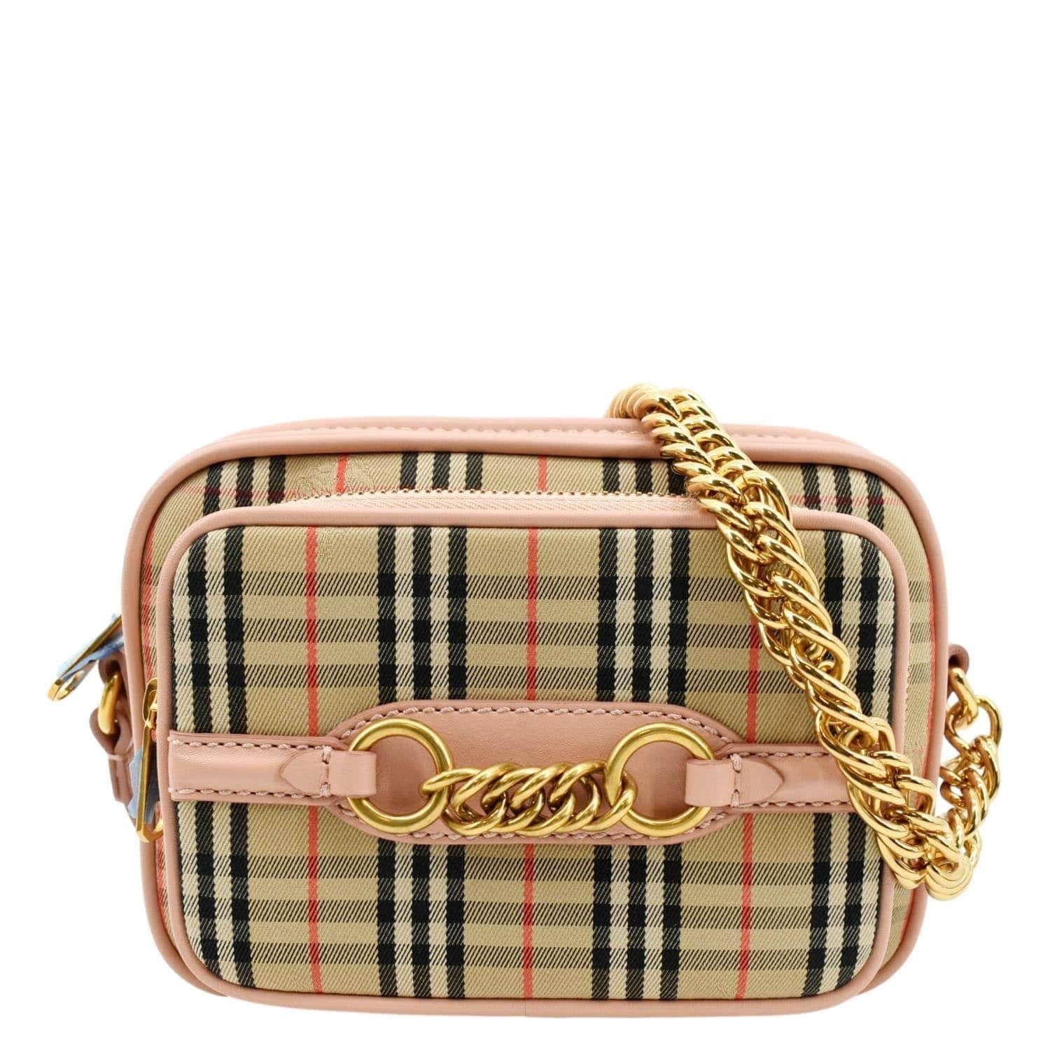 Pre-owned  1983 Knight Check Link Crossbody Camera Bag Light Pink