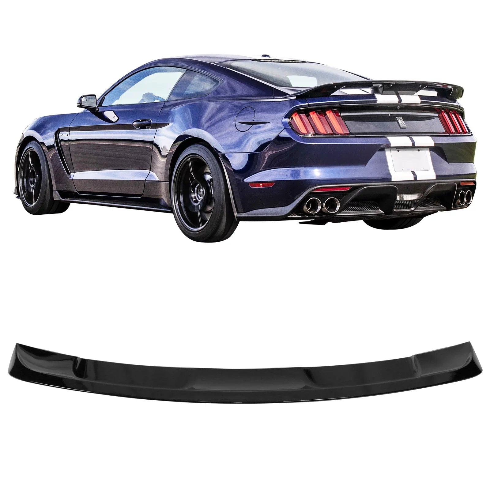 Ikon Motorsports Compatible with 15-23 Ford Mustang Coupe  Style Rear Trunk Spoiler Wing Gloss Black -  2015 2016 2017 2018 2019 2020
