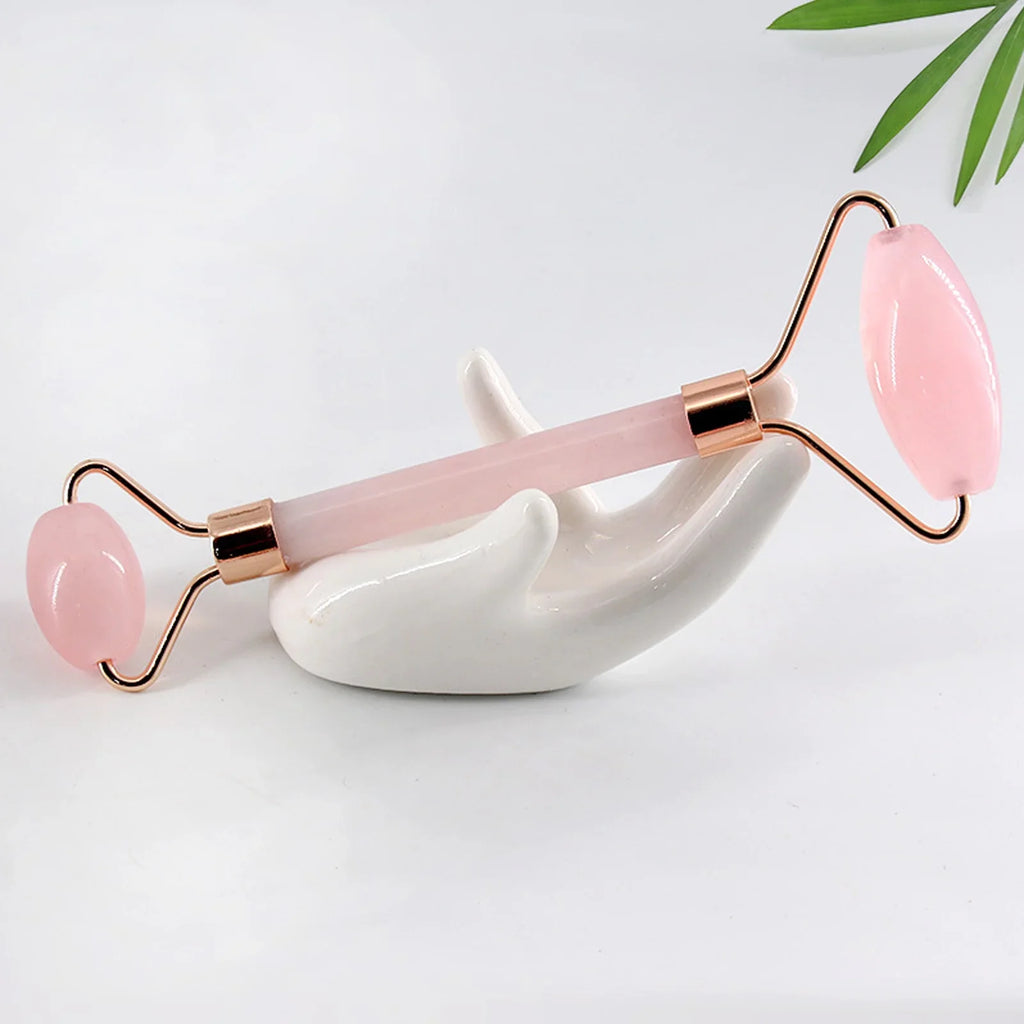 Jade Roller, Face Roller, Facial Beauty Roller Skin Care Tools, Rose Quartz Massager for Face, Eyes, Neck, Body Muscle Relaxing and Relieve Fine Lines and Wrinkles Gua Sha
