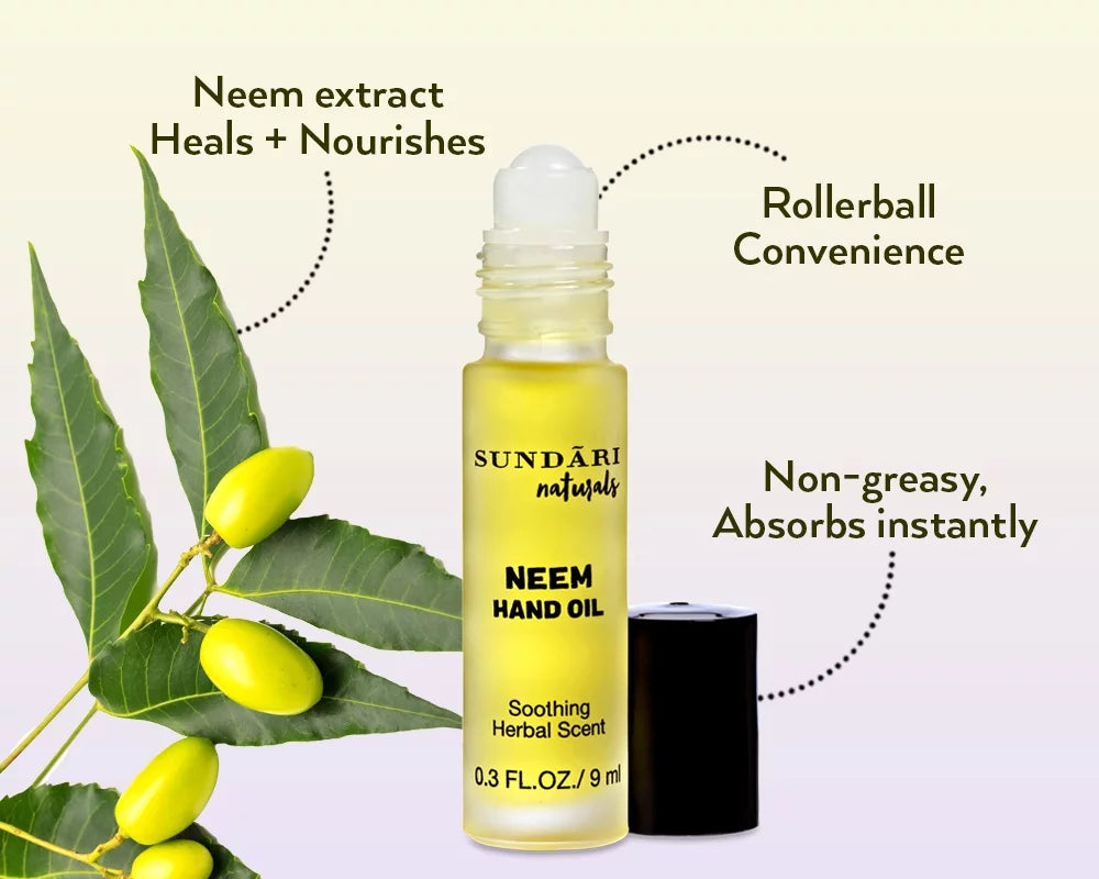 Sundari Naturals Neem Hand Oil 0.3 fl oz, each. Pack of 4.