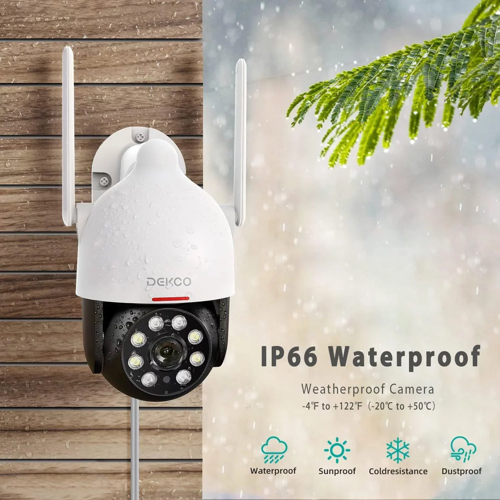 Wired Security Camera with Spotlight, 2K WiFi Camera Night Vision 360° View, Waterproof Outdoor Camera, Surveillance Camera with  Motion Sensor, 2 Way Audio