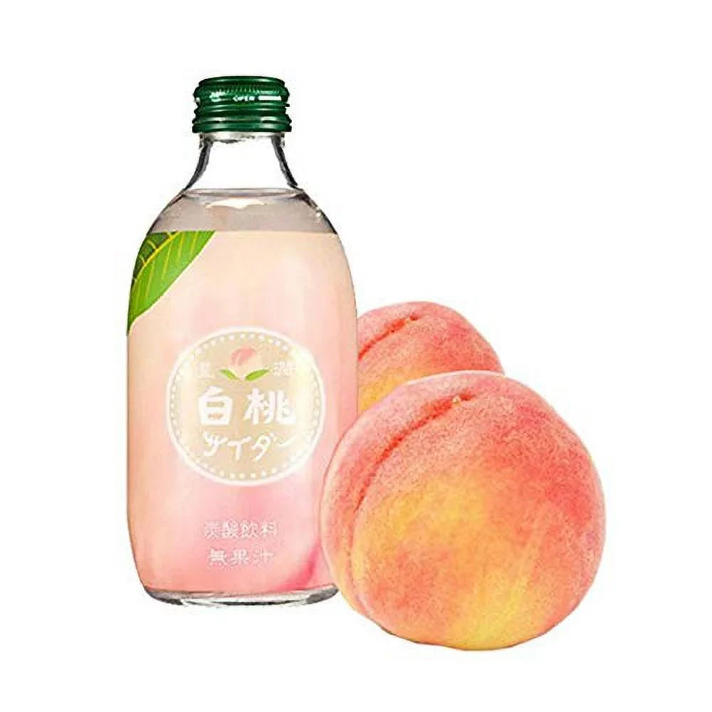 Japanese Soda Hojyun White Peach Cider 10 Oz. (300Ml) (Pack Of 5) - Product Of Japan.