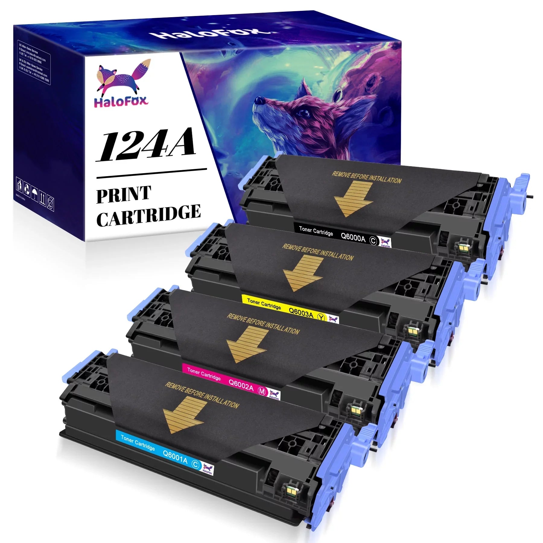 HaloFox Compatible For 4 Pack   -  Toner Lot For  Color LaserJet 1600 2600N 2605DN 2605DTN Printer