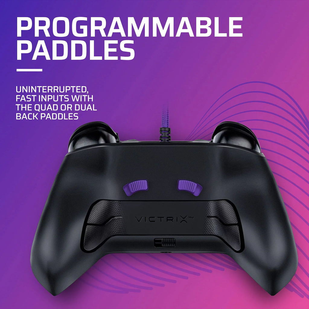 Gaming Victrix Gambit World's Fastest Xbox Controller, Elite Esports Design with Swappable Pro Thumb Sticks, Custom Paddles, Swappable White/Purple Faceplate for Xbox Series