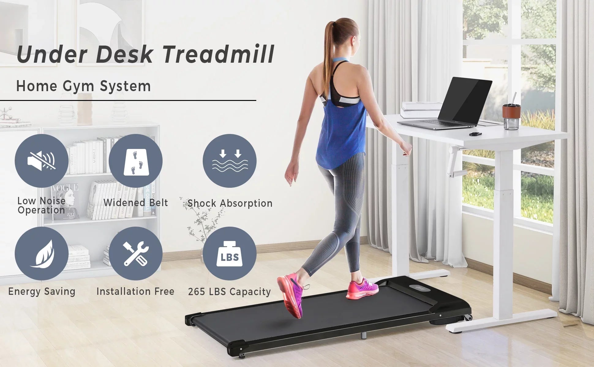 Walking Pad Treadmill,  Ultra-Quiet Under Desk Treadmill for Home Office Gym Use, 2.5HP Electric Treadmill with Bluetooth /speaker/Remote Control/Display, 2 in 1 Portable Walking Pad