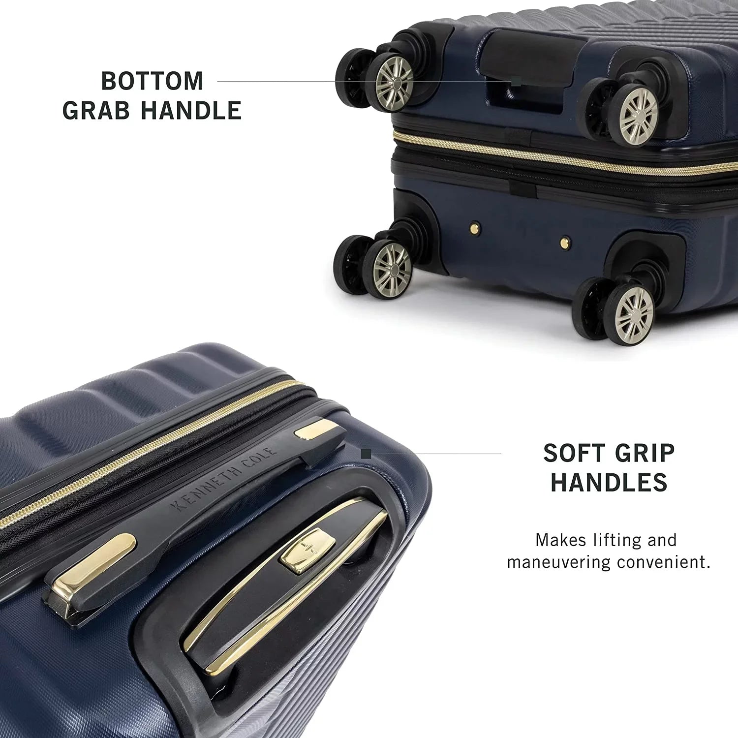 Kenneth Cole  Madison Square Lightweight Hardside Chevron Expandable Spinner Luggage, Navy, 28-Inch Checked 28-Inch Checked Navy