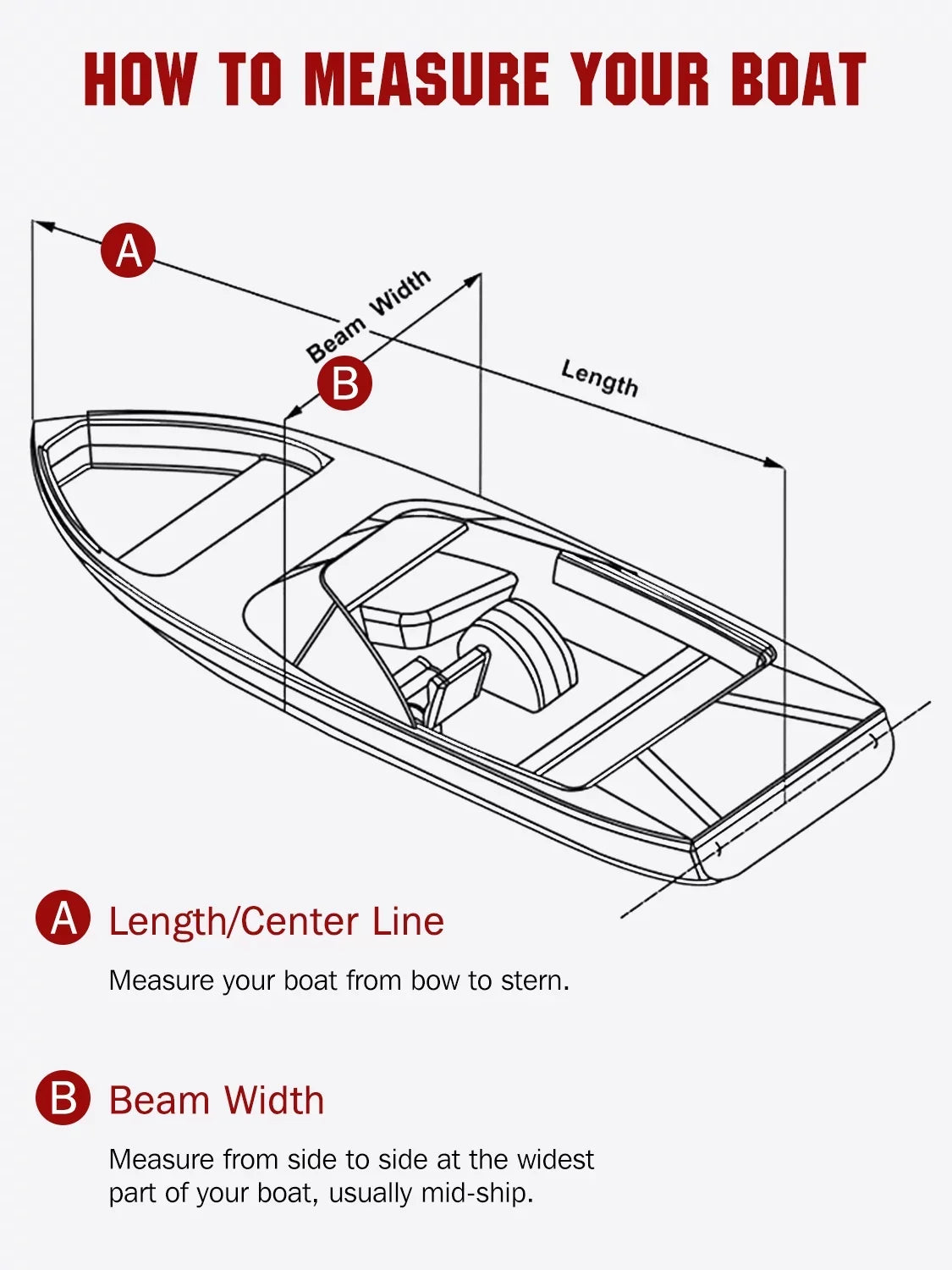 AngLink 17 - 19 ft Waterproof Boat Cover - Heavy Duty 600D Polyester Oxford All Weather Protection Bass Runabout Boat Cover, Durable and Trailerable, Fit for Fishing Boat -Hull -Hull | Black